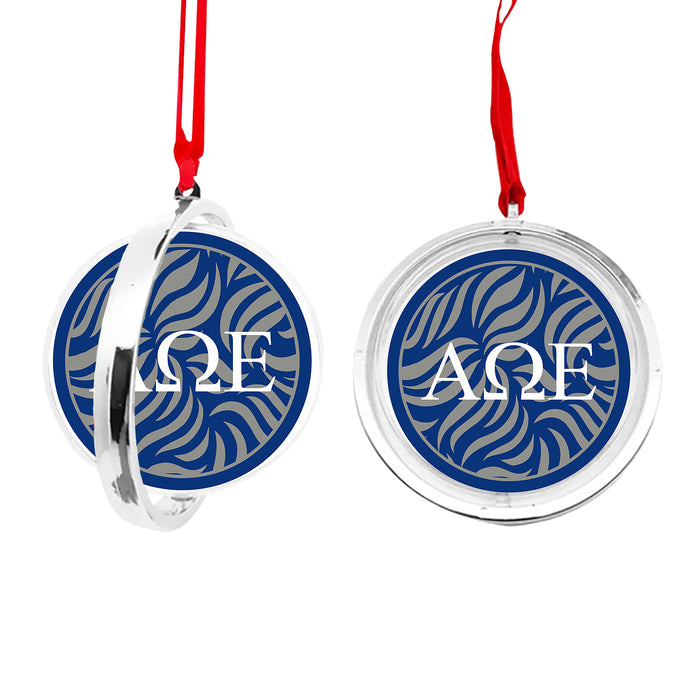 Alpha Omega Epsilon Christmas Reversible Flat Round Ornament