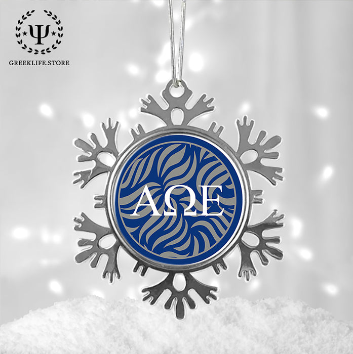 Alpha Omega Epsilon Christmas Ornament - Snowflake Metal