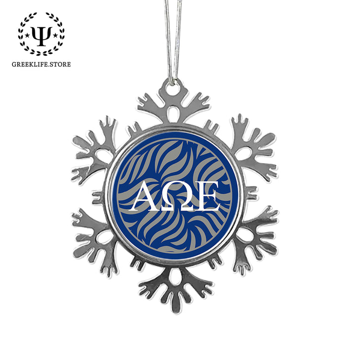 Alpha Omega Epsilon Christmas Ornament - Snowflake Metal