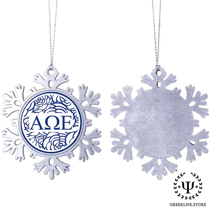 Alpha Omega Epsilon Christmas Ornament - Snowflake Metal
