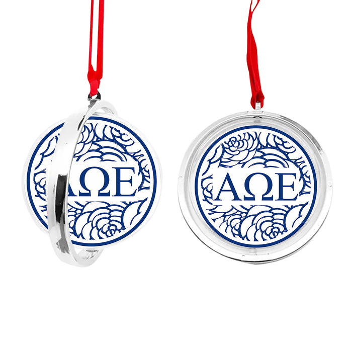 Alpha Omega Epsilon Christmas Reversible Flat Round Ornament