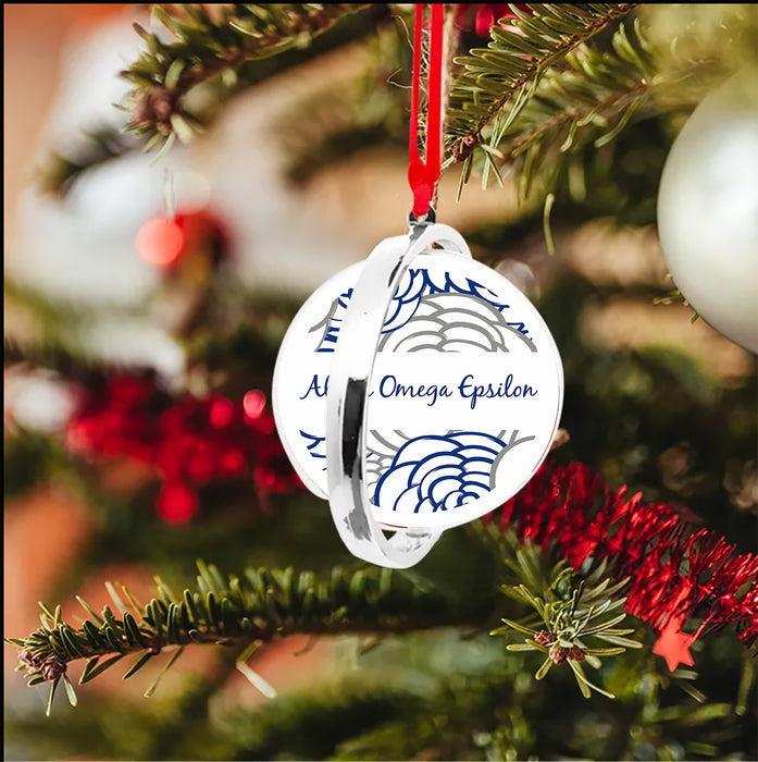 Alpha Omega Epsilon Christmas Reversible Flat Round Ornament