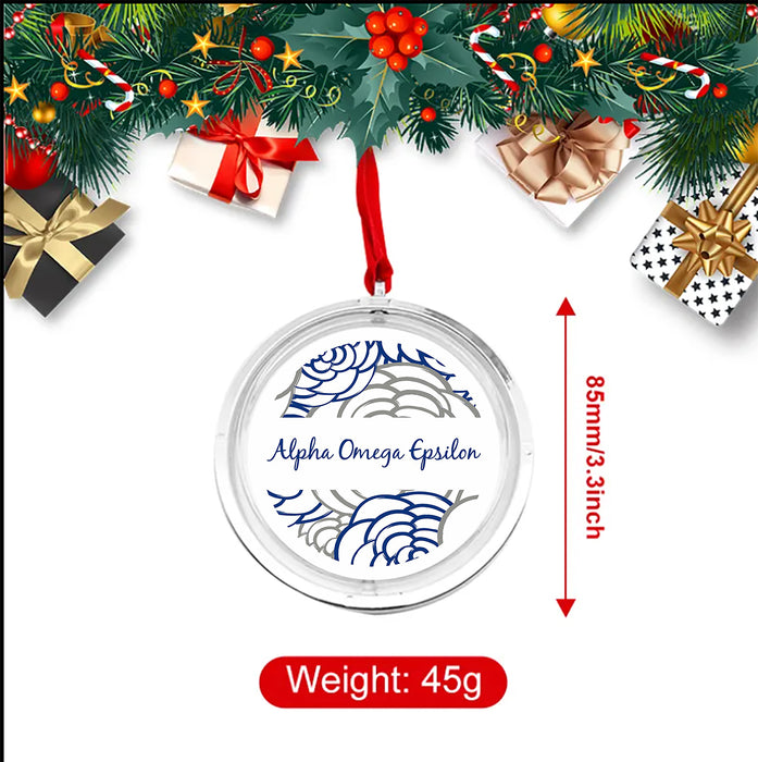 Alpha Omega Epsilon Christmas Reversible Flat Round Ornament