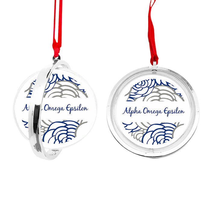 Alpha Omega Epsilon Christmas Reversible Flat Round Ornament