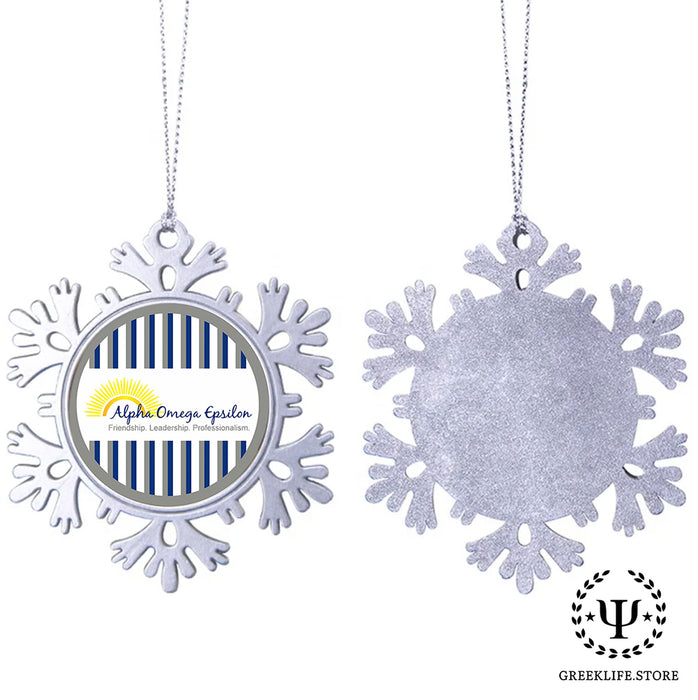 Alpha Omega Epsilon Christmas Ornament - Snowflake Metal