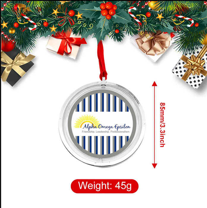 Alpha Omega Epsilon Christmas Reversible Flat Round Ornament