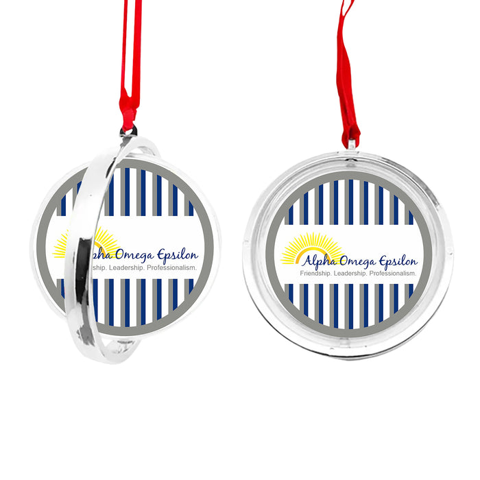 Alpha Omega Epsilon Christmas Reversible Flat Round Ornament