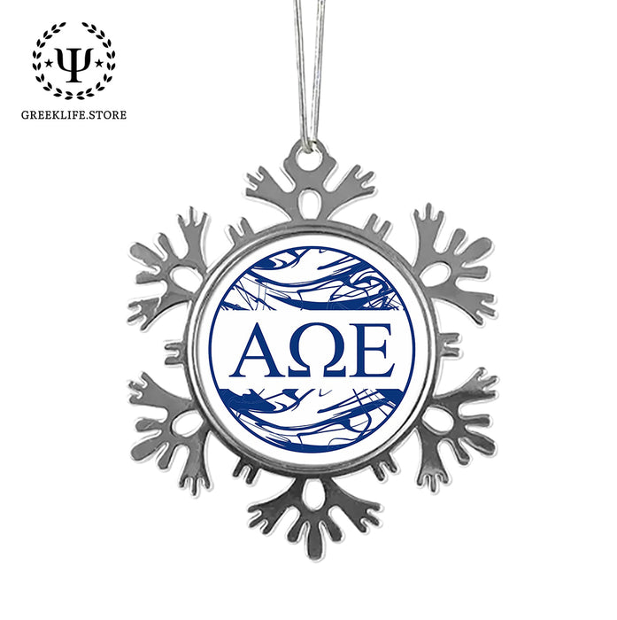Alpha Omega Epsilon Christmas Ornament - Snowflake Metal