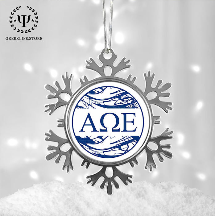 Alpha Omega Epsilon Christmas Ornament - Snowflake Metal