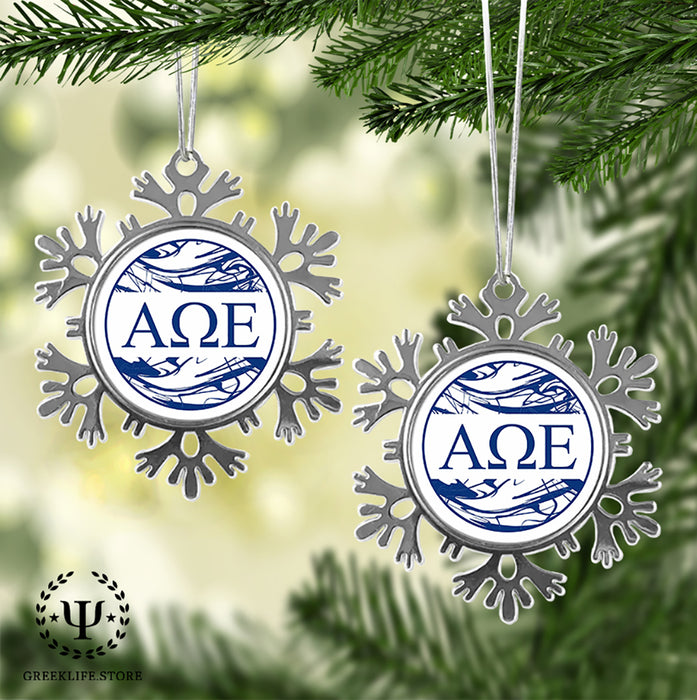 Alpha Omega Epsilon Christmas Ornament - Snowflake Metal