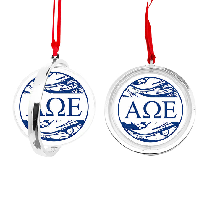 Alpha Omega Epsilon Christmas Reversible Flat Round Ornament