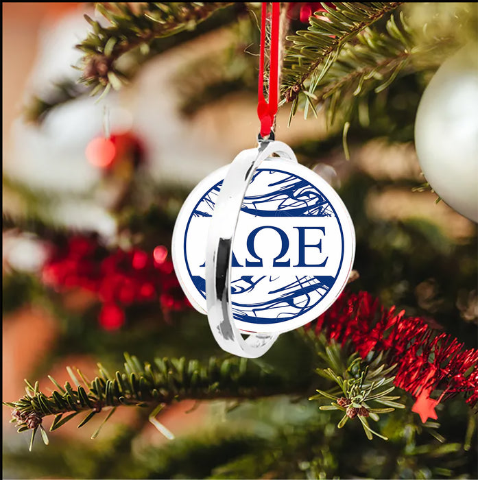 Alpha Omega Epsilon Christmas Reversible Flat Round Ornament