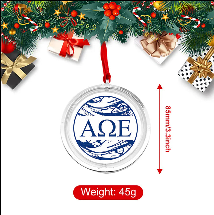 Alpha Omega Epsilon Christmas Reversible Flat Round Ornament