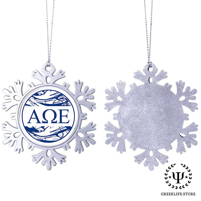 Alpha Omega Epsilon Christmas Ornament - Snowflake Metal