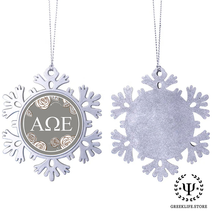 Alpha Omega Epsilon Christmas Ornament - Snowflake Metal
