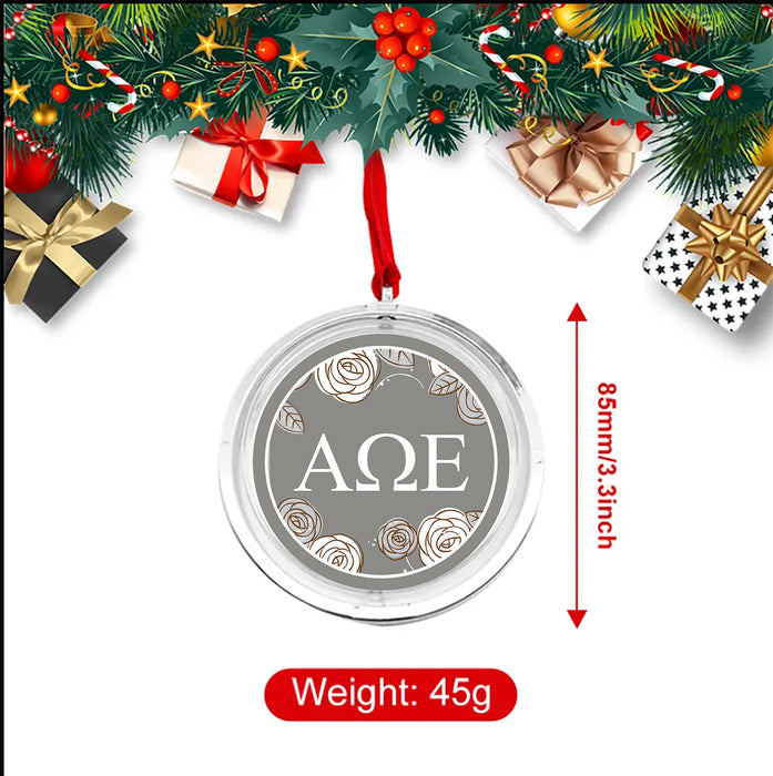 Alpha Omega Epsilon Christmas Reversible Flat Round Ornament