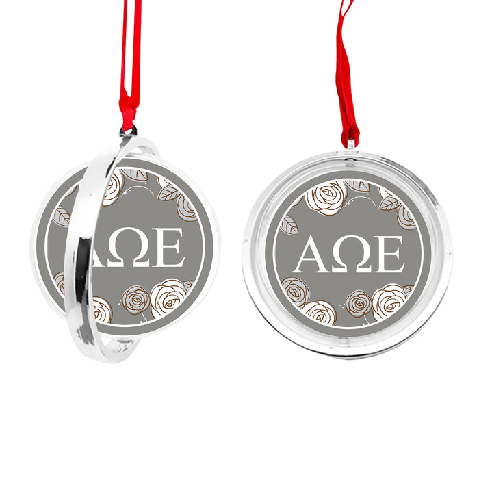 Alpha Omega Epsilon Christmas Reversible Flat Round Ornament