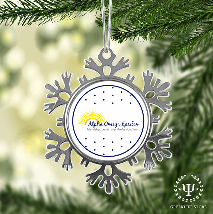 Alpha Omega Epsilon Christmas Ornament - Snowflake Metal