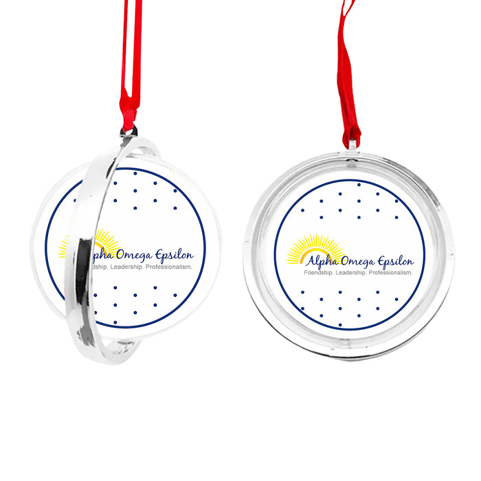 Alpha Omega Epsilon Christmas Reversible Flat Round Ornament
