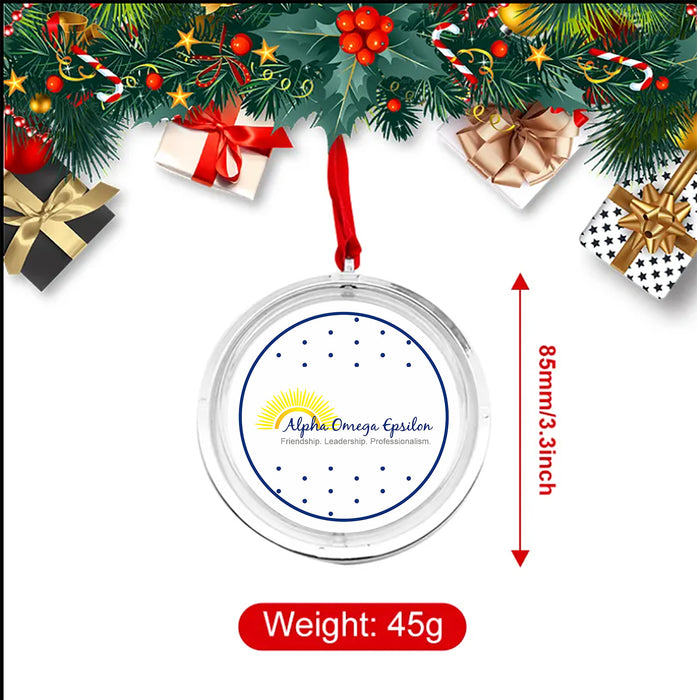 Alpha Omega Epsilon Christmas Reversible Flat Round Ornament