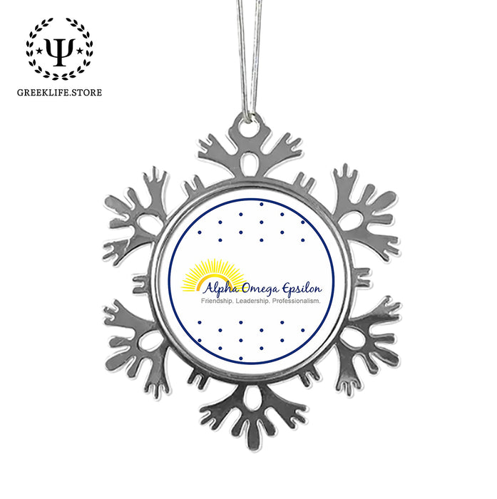 Alpha Omega Epsilon Christmas Ornament - Snowflake Metal