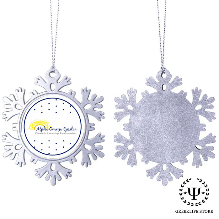Alpha Omega Epsilon Christmas Ornament - Snowflake Metal