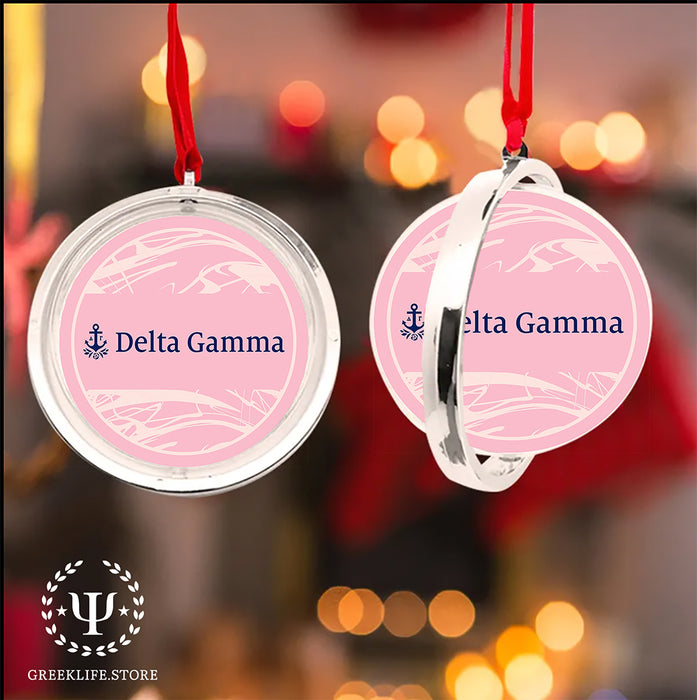 Delta Gamma Christmas Reversible Flat Round Ornament