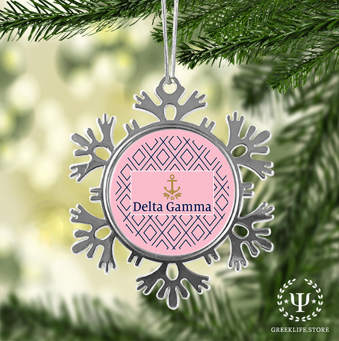 Delta Gamma Christmas Ornament - Snowflake Metal