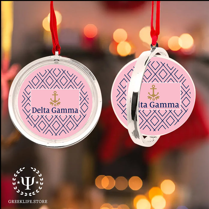 Delta Gamma Christmas Reversible Flat Round Ornament