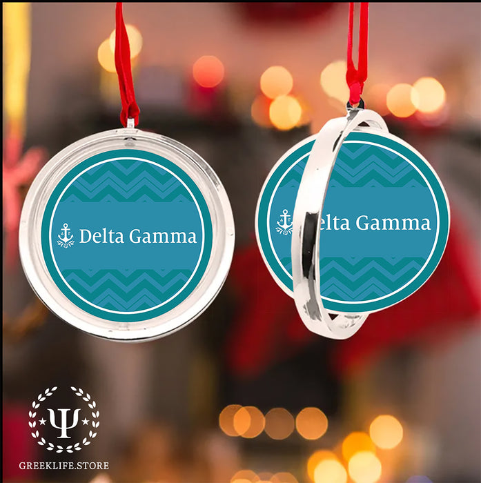 Delta Gamma Christmas Reversible Flat Round Ornament