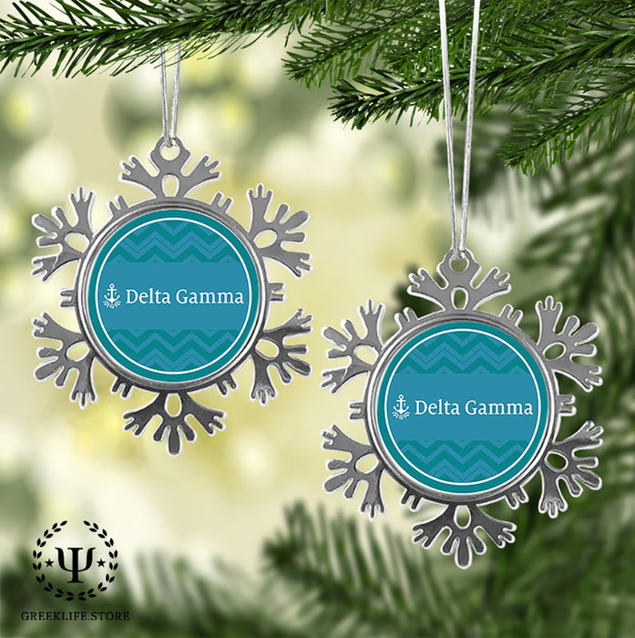 Delta Gamma Christmas Ornament - Snowflake Metal