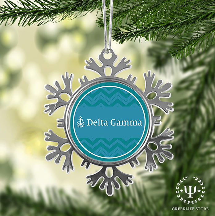 Delta Gamma Christmas Ornament - Snowflake Metal