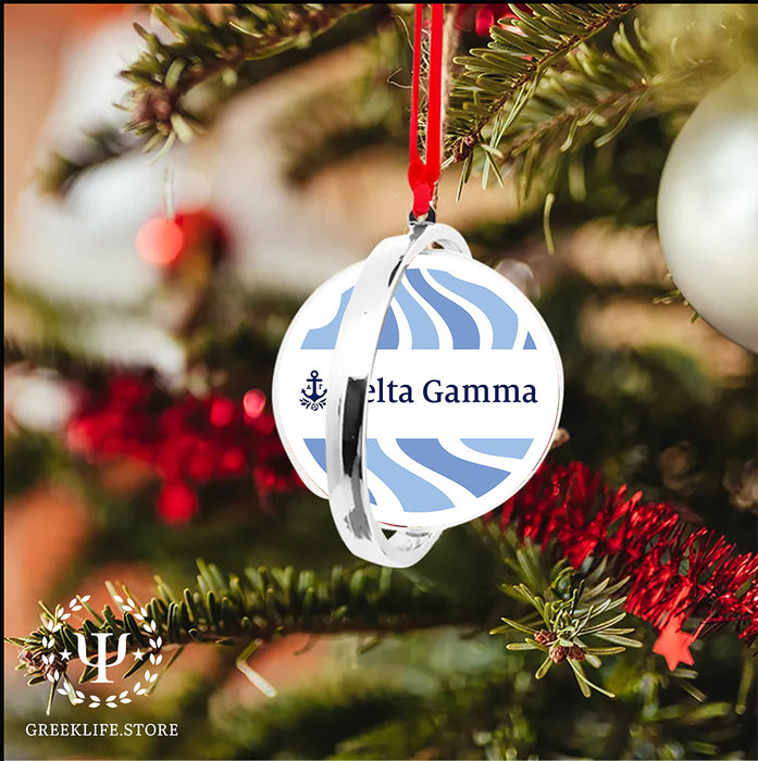 Delta Gamma Christmas Reversible Flat Round Ornament