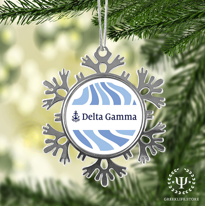 Delta Gamma Christmas Ornament - Snowflake Metal