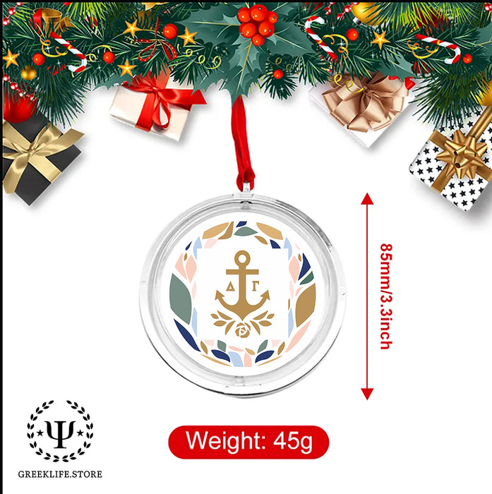 Delta Gamma Christmas Reversible Flat Round Ornament