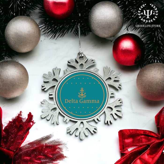 Delta Gamma Christmas Ornament - Snowflake Metal