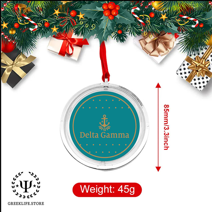 Delta Gamma Christmas Reversible Flat Round Ornament