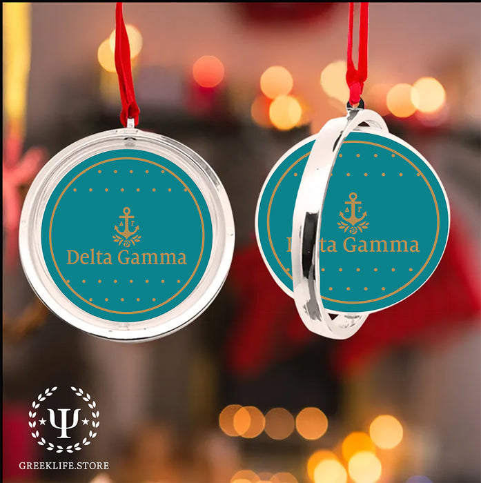 Delta Gamma Christmas Reversible Flat Round Ornament