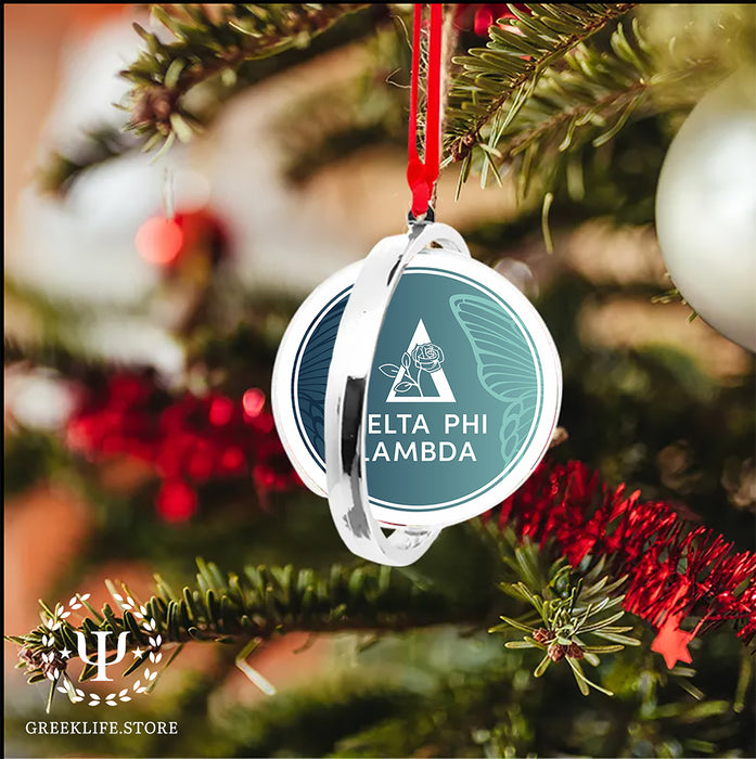 Delta Phi Lambda Christmas Reversible Flat Round Ornament