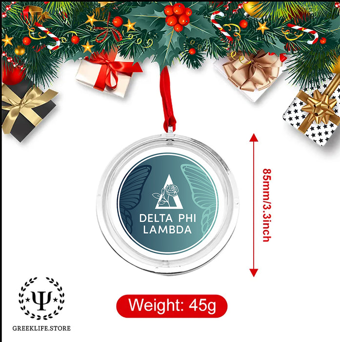 Delta Phi Lambda Christmas Reversible Flat Round Ornament