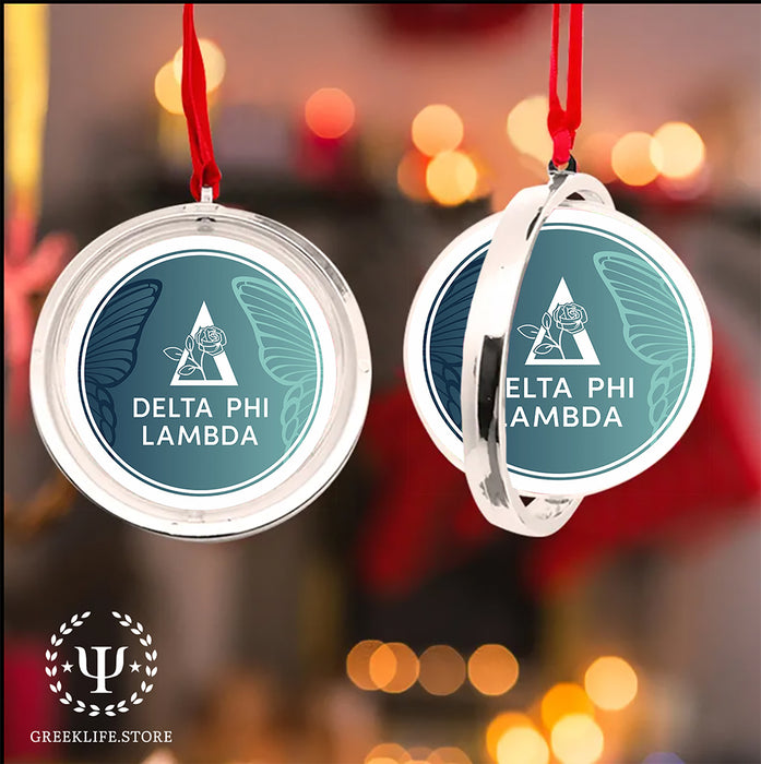 Delta Phi Lambda Christmas Reversible Flat Round Ornament