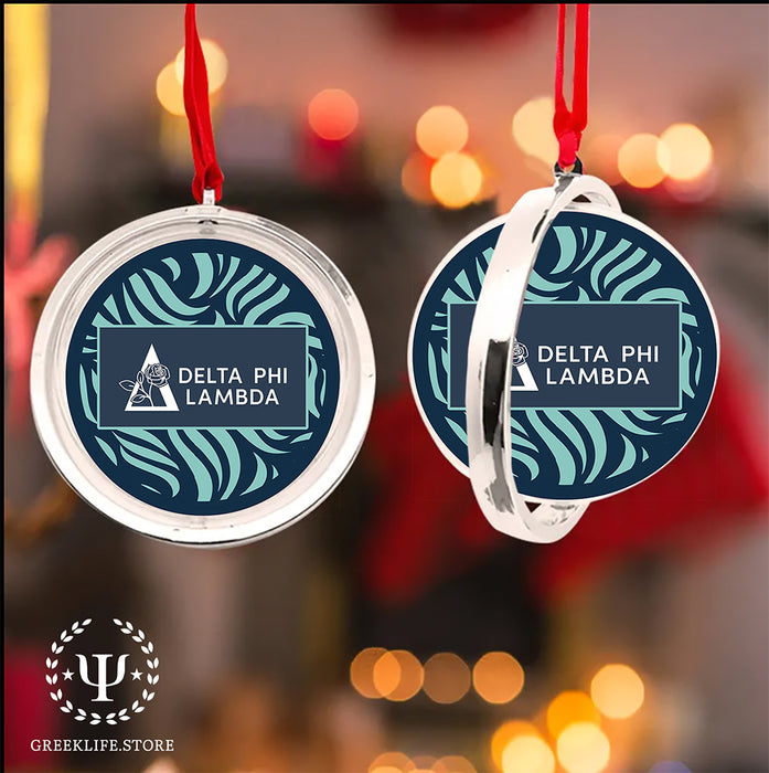 Delta Phi Lambda Christmas Reversible Flat Round Ornament