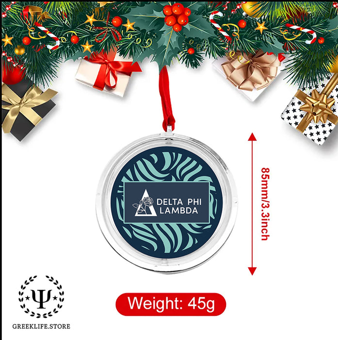 Delta Phi Lambda Christmas Reversible Flat Round Ornament