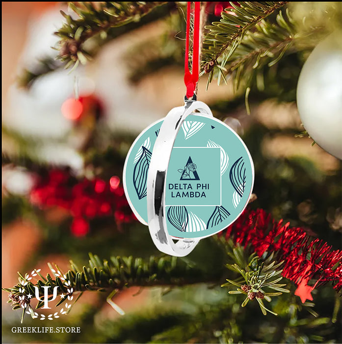 Delta Phi Lambda Christmas Reversible Flat Round Ornament