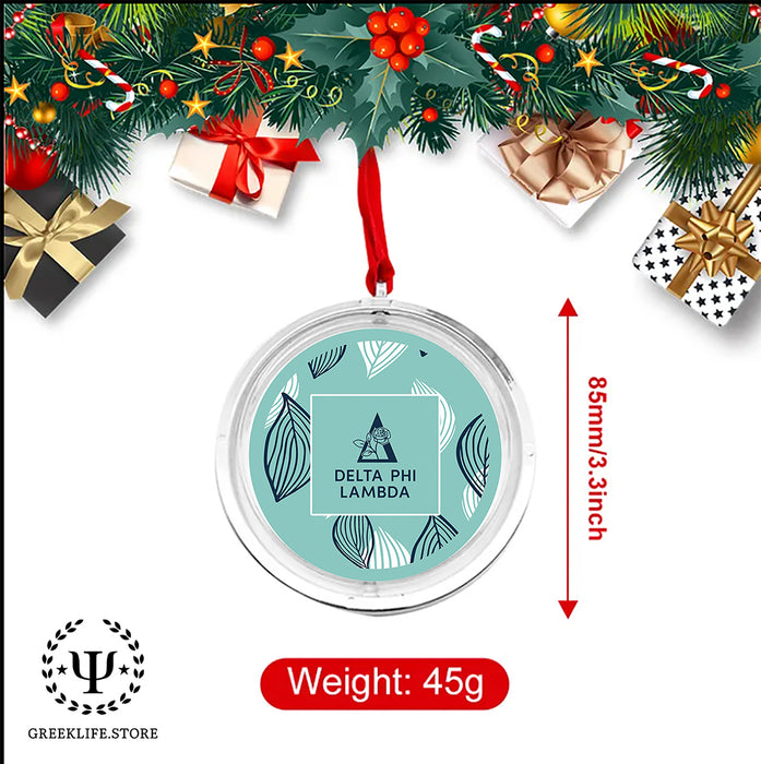Delta Phi Lambda Christmas Reversible Flat Round Ornament