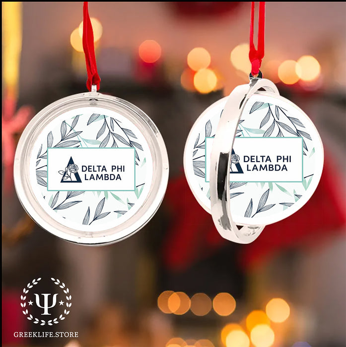 Delta Phi Lambda Christmas Reversible Flat Round Ornament