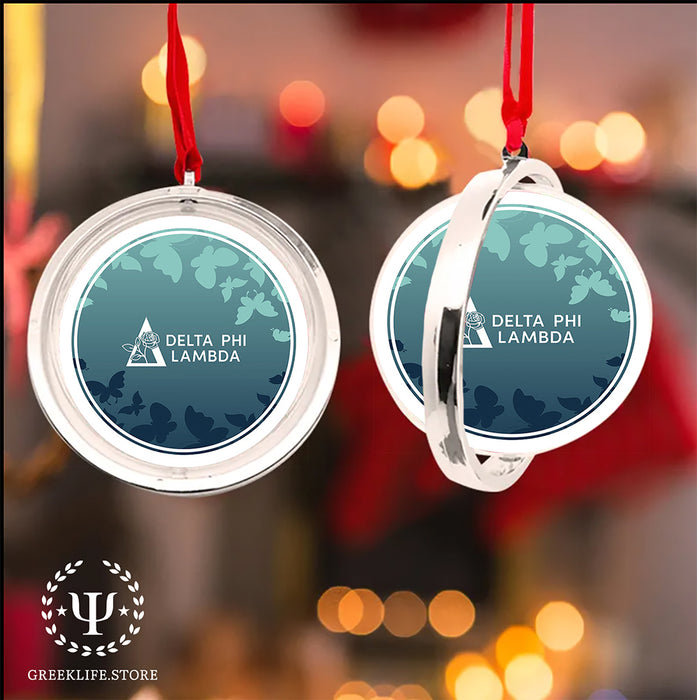 Delta Phi Lambda Christmas Reversible Flat Round Ornament