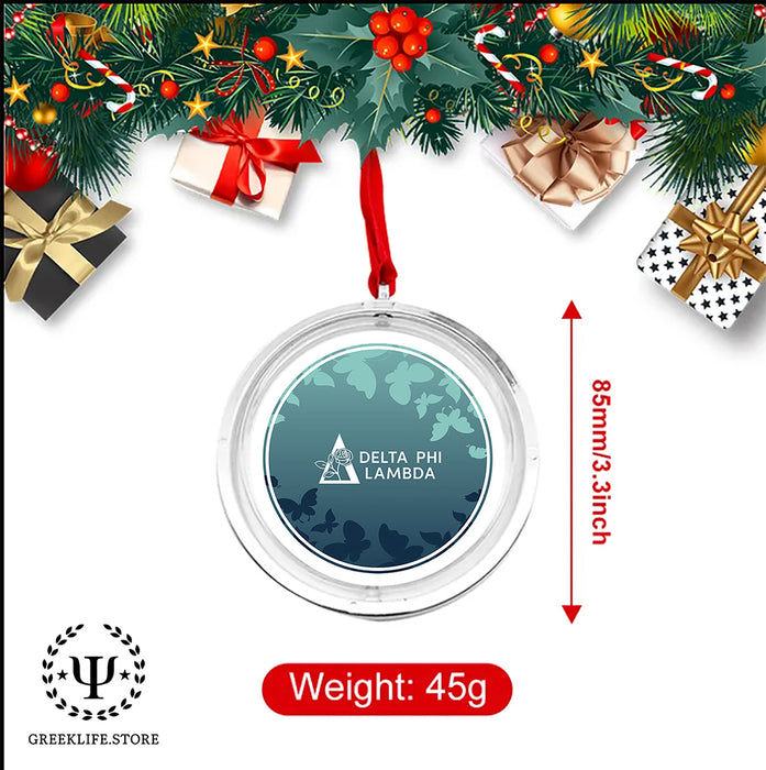 Delta Phi Lambda Christmas Reversible Flat Round Ornament