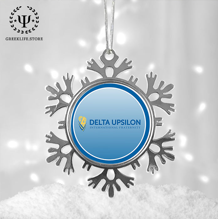 Delta Upsilon Christmas Ornament - Snowflake Metal