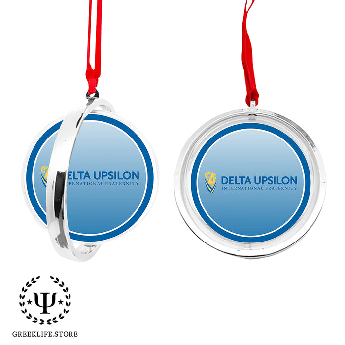 Delta Upsilon Christmas Reversible Flat Round Ornament
